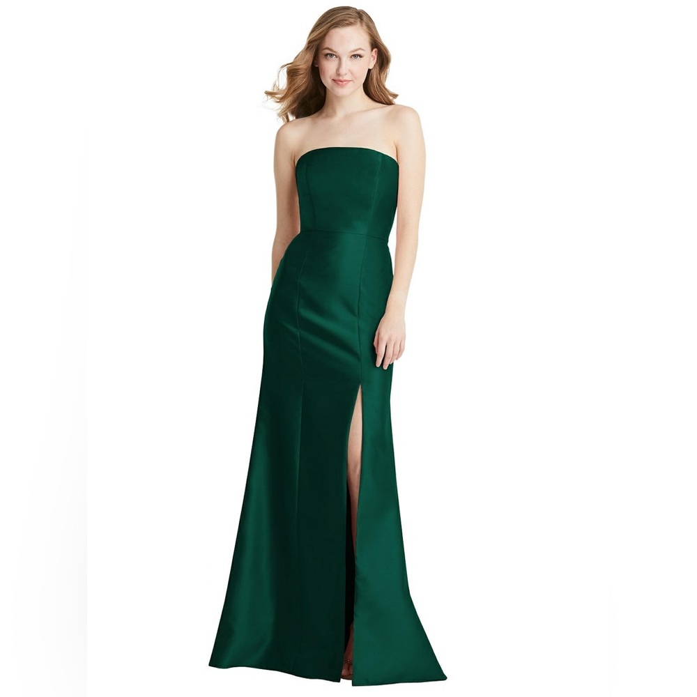 Emerald Green Long Satin Dress
